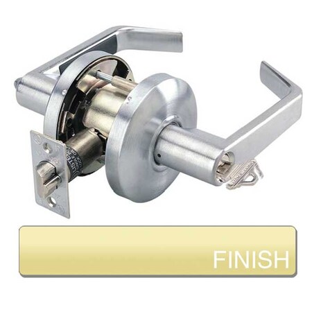 Cal-Royal Design Storeroom Lever Lock, 2-3/4 Backset, ASA Strike, SFIC Less Core, US3 Polished Brass ICSL05-3
